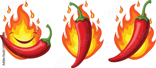 Hot Chili Pepper with Flames Illustration