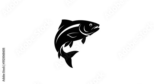 Black Silhouette of a Salmon Fish Leaping Out of Water