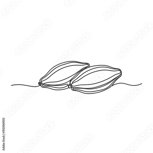 Two Cocoa or Coffee Beans - Continuous Line Art Food Ingredient Vector