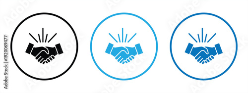 Handshake symbol icon, business cooperation, partners, and more. Handshake symbol for web or app in line and silhouette style. Vector illustration.