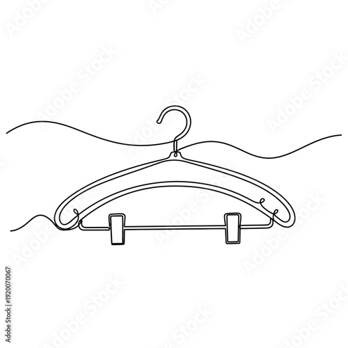 Pants Hanger with Clips Continuous Line Drawing - Laundry & Wardrobe Tool