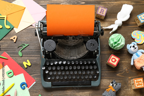 Vintage typewriter with ora...
