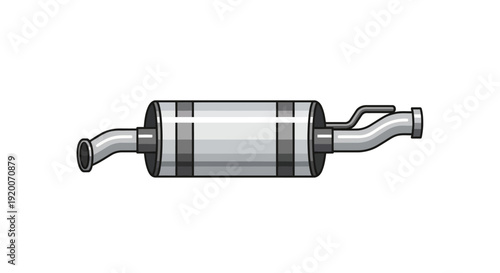 Automotive Exhaust Muffler System Component Illustration.