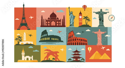 Famous World Landmarks Collection: Travel & Vacation Icons