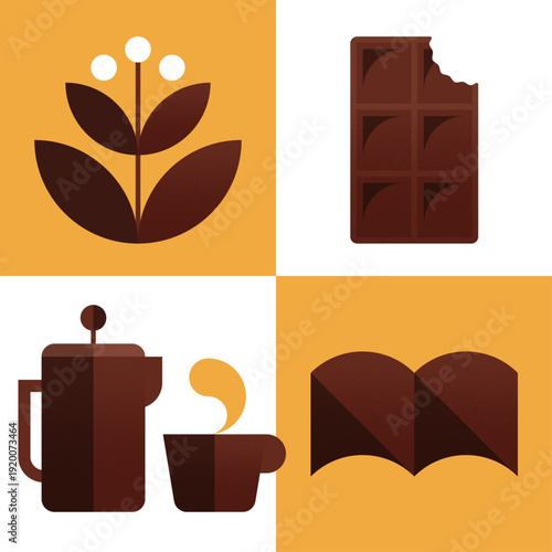 ほっと一息、ミッドセンチュリーベクターアイコン