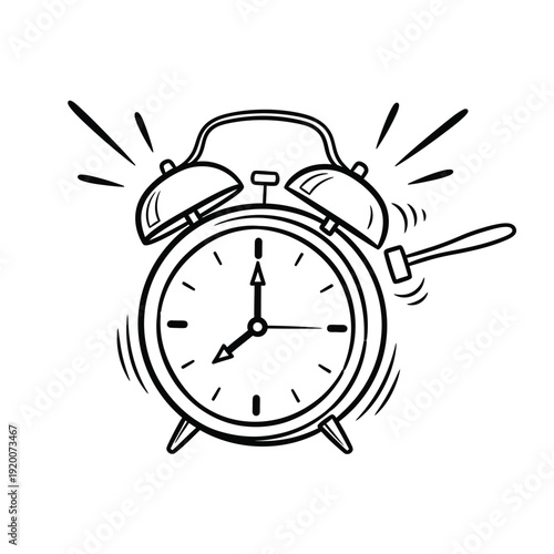 Doodle style alarm clock ringing