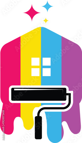 Home painter service logo design, House painting logo