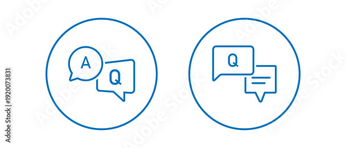 Conversation Q A Symbol Set – Modern Question and Answer Chat Bubbles in Circular Badge Style for Messaging, Help Center and UI Design