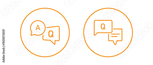 Conversation Q A Symbol Set – Modern Question and Answer Chat Bubbles in Circular Badge Style for Messaging, Help Center and UI Design