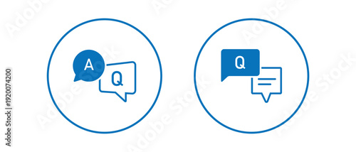 Conversation Q A Symbol Set – Modern Question and Answer Chat Bubbles in Circular Badge Style for Messaging, Help Center and UI Design