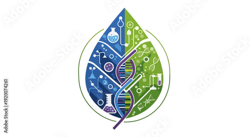 Biotechnology Leaf Symbolizing Science and Nature Integration.