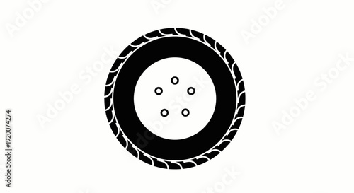 Black and White Icon of a Car Tire.