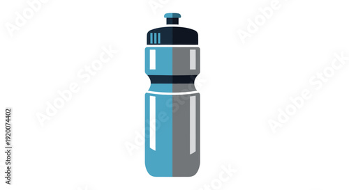 Blue and gray water bottle with black cap.