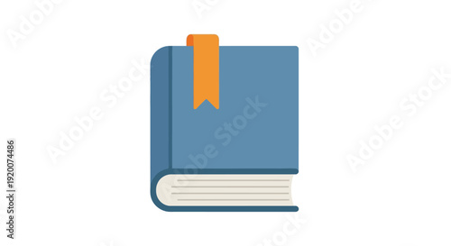 Blue Book with Orange Bookmark Icon.
