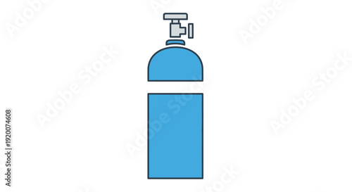 Blue Oxygen Tank Icon With Valve.