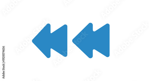 Blue Rewind Button Icon Symbol.
