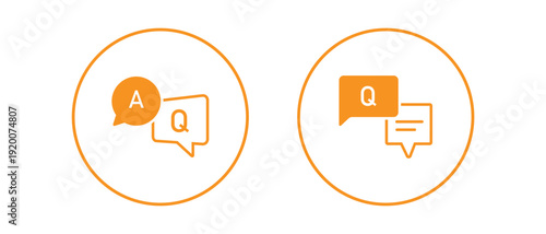 Minimal Q and A Chat Bubble Icon Set – Question and Answer Speech Bubbles in Solid Black Circle Style for Messaging, Support and Communication UI.