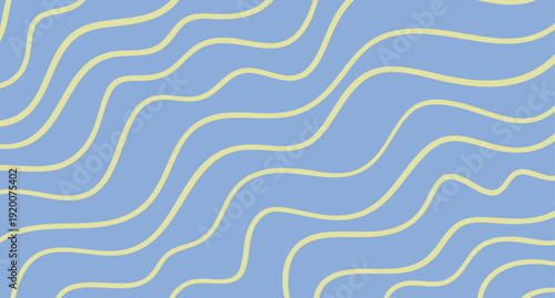 Minimal product display podium pale blue background with yellow waves, playful doodle lines evoking surf and summer energy, bright layout for social media banners and beach branding