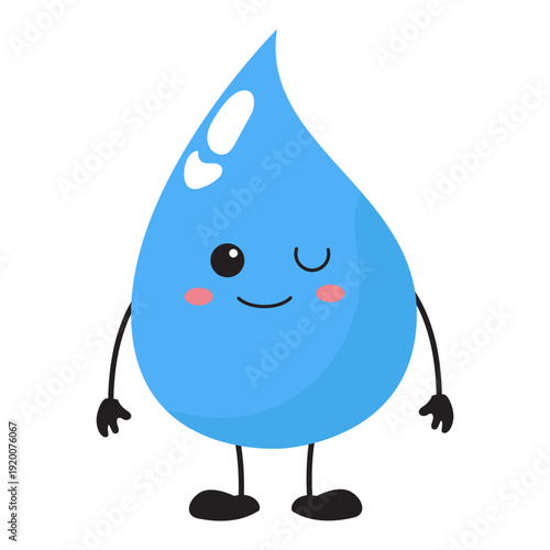 Cute Winking Water Drop Character