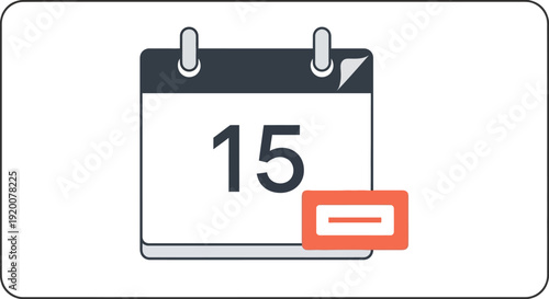 Calendar Icon Showing the Fifteenth Day with a Notification.