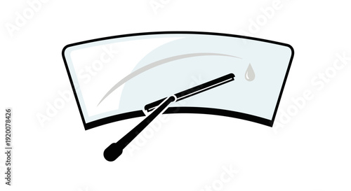 Car Windshield Wiper Cleaning Glass Surface.