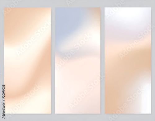 A triptych of abstract panels with smooth gradients
