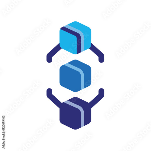 Dynamic visual representation of interconnected blue boxes forming a gradient, illustrating secure data exchange, technological infrastructure, and integrated digital systems for modern solutions
