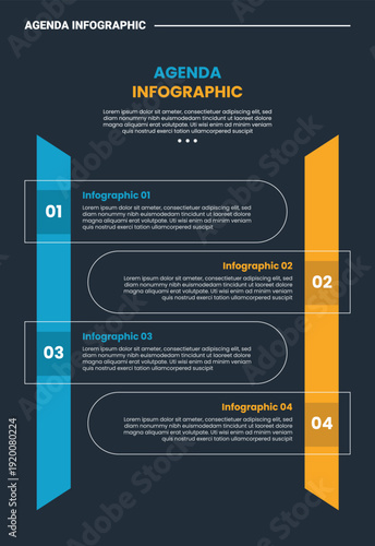 Agenda or schedule infographic process diagram with big comparison things with round rectangle box container with solid vertical object with dark background bright outline style 2 points