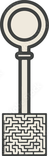 Skeleton Key with Maze Teeth Logic and Complex Problem Solving Concept