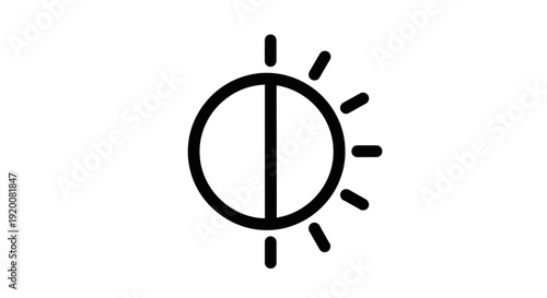A simple black sun icon on a white background