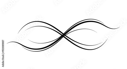 A stylized infinity symbol made of smooth flowing black lines
