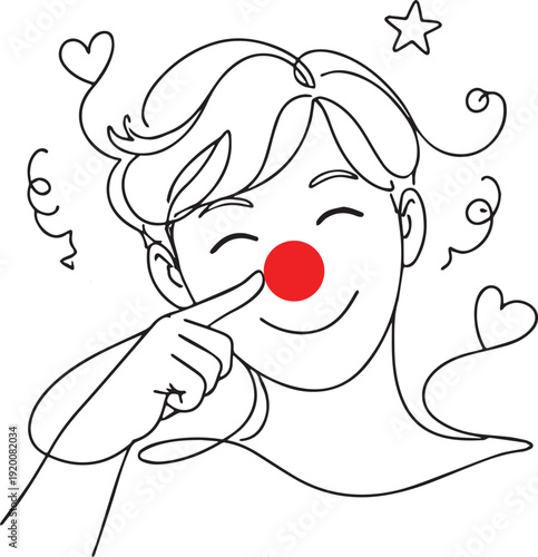 Continous line of red nose