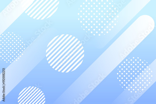 水色パステルのドットとストライプ丸モチーフかわいいポップ背景

