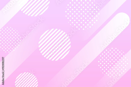 ピンクパステルのドットとストライプ丸モチーフかわいいポップ背景

