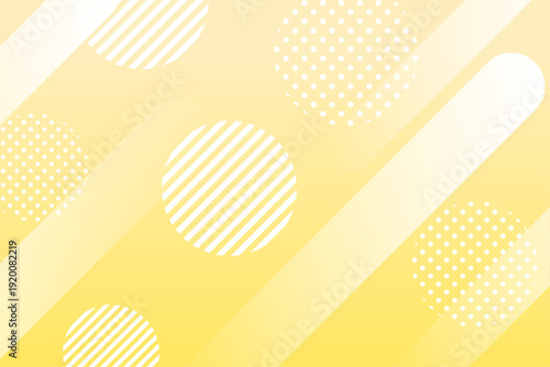 黄色パステルのドットとストライプ丸モチーフかわいいポップ背景

