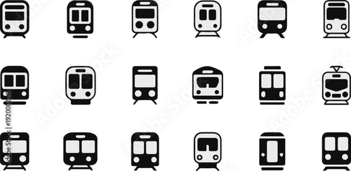 Black and white train icons