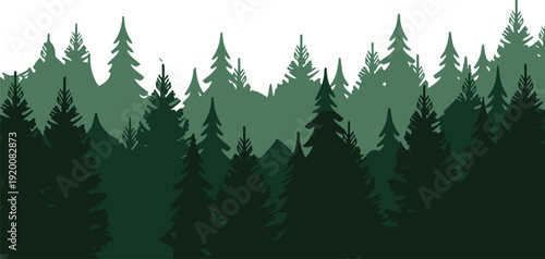 Serene green forest illustration evoking calm and renewal
