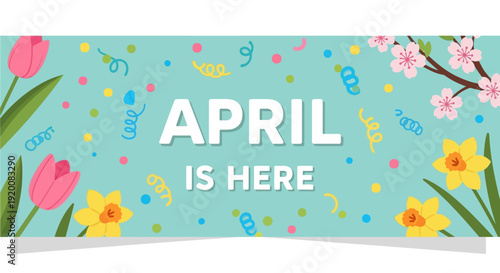 Wallpaper Mural April Is Here Spring Floral Banner. Torontodigital.ca