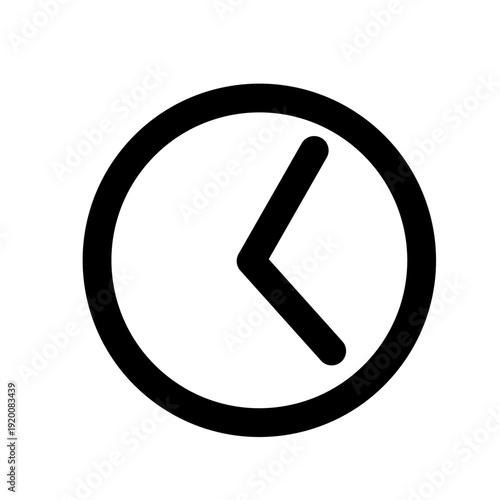 Minimal clock icon with simple black outline circle and hour hand, modern flat vector illustration suitable for time, schedule, app interface, and business design