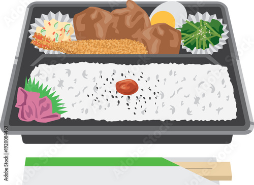 プラスチック製容器に入っている弁当のイメージイラスト