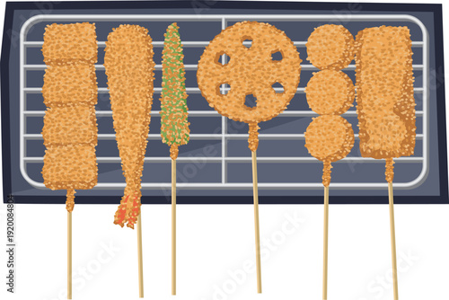 盛り付けられた串カツのイメージイラスト