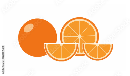 Minimalist Orange Fruit Vector Set with Whole and Cut Views