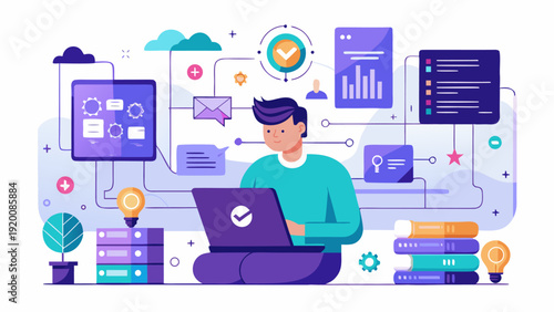 Data Infrastructure and Data Pipeline Development Vector Illustration