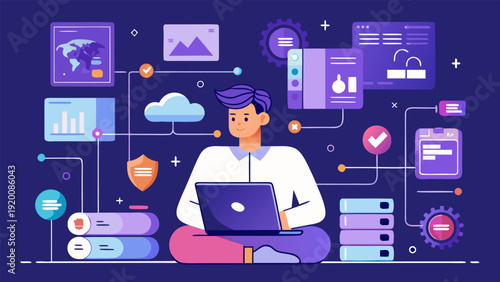 Data Infrastructure and Data Pipeline Development Vector Illustration