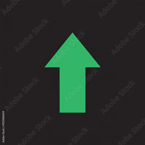 Green Arrow Pointing Upwards Against Dark Background.