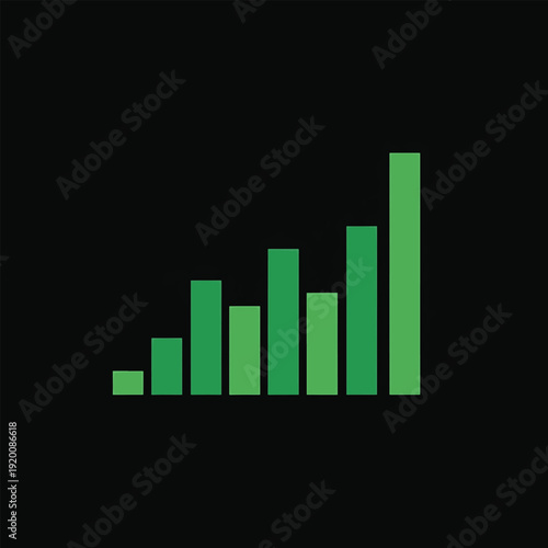 Green Bar Chart Showing Upward Trend.