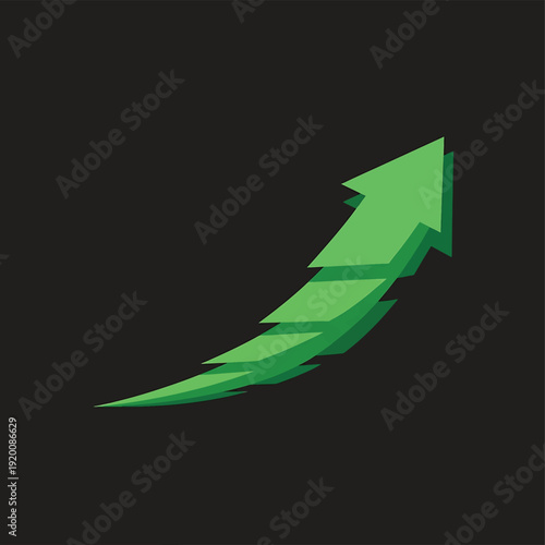 Green Arrow Showing Upward Growth and Progress.