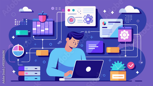 Data Infrastructure and Data Pipeline Development Vector Illustration