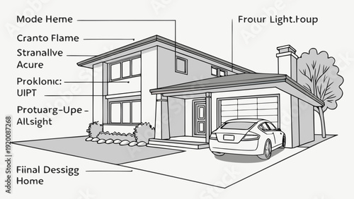 Architectural Design of a TwoStory House with Garage.