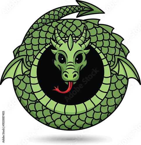Green Dragon Coiled in a Circle Symbol.